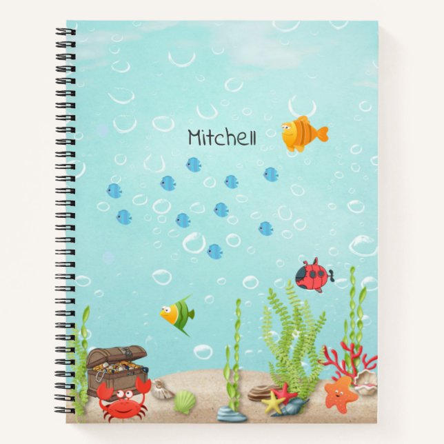 Custom Colourful Ocean Kids School Notebook (Front)