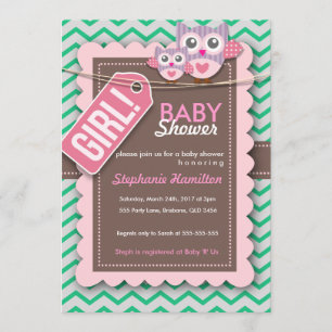 Custom colourful owl baby shower invite
