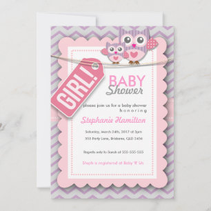 Custom colourful  owl flower baby shower invite