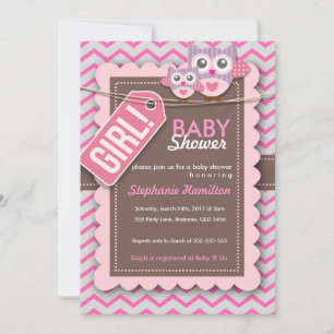 Custom colourful  owl flower baby shower invite