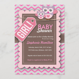 Custom colourful owl flower baby shower invite