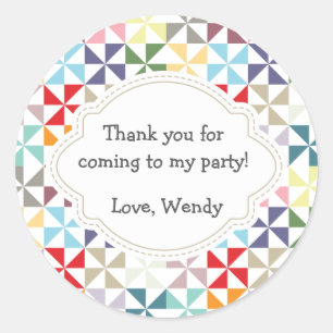 Custom Colourful Party Pinwheel Classic Round Sticker