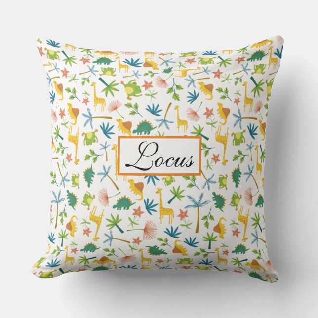 Custom colourful pattern safari giraffe cute white cushion (Front)