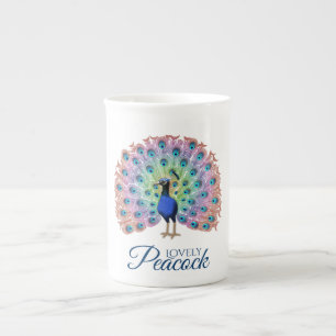 Custom Colourful Peacock Bone China Mug