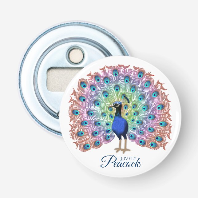 Custom Colourful Peacock Bottle Opener (Front)