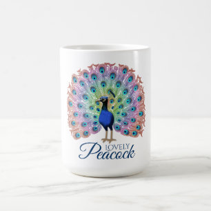 Custom Colourful Peacock Coffee Mug