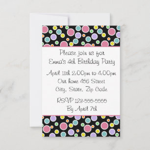 Custom Colourful Polka Dot Birthday Invitation