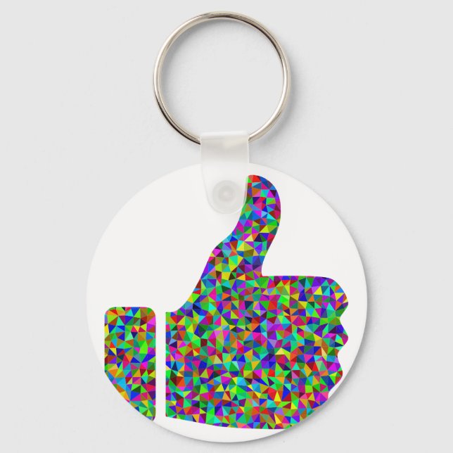 Custom Colourful Prismatic Thumbs Up Key Ring (Front)