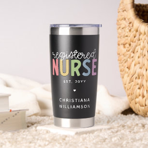 Custom Colourful Registered Nurse RN Graduation Insulated Tumbler