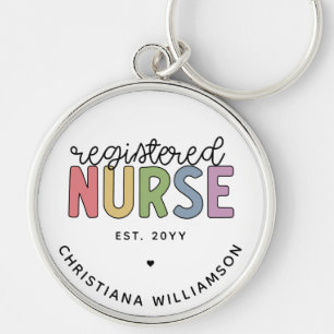 Custom Colourful Registered Nurse RN Graduation Key Ring