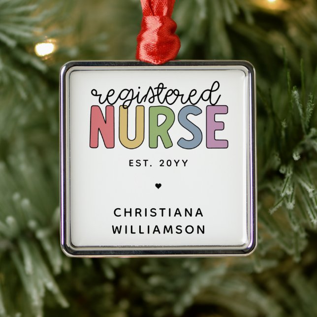 Custom Colourful Registered Nurse RN Graduation Metal Tree Decoration (Tree)