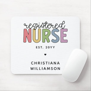 Custom Colourful Registered Nurse RN Graduation Mouse Mat