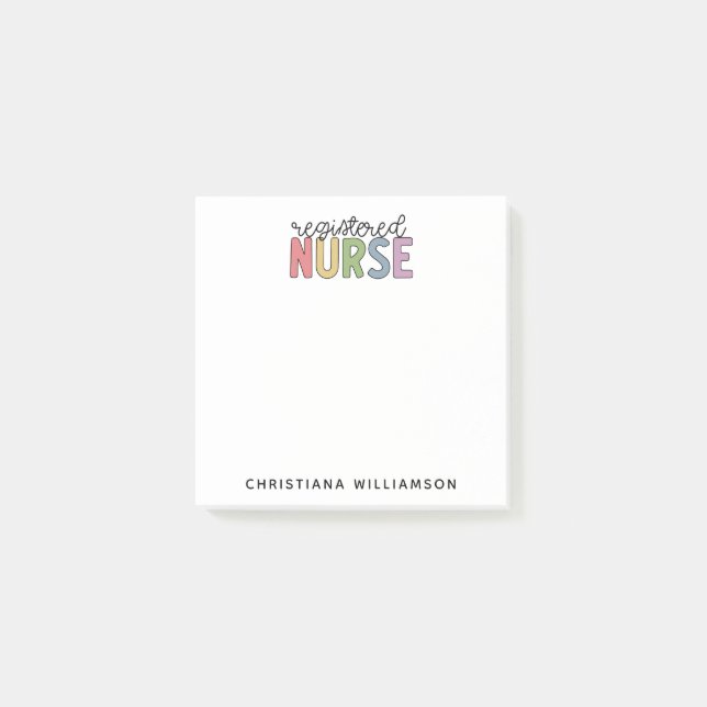Custom Colourful Registered Nurse RN Graduation Post-it Notes (Front)