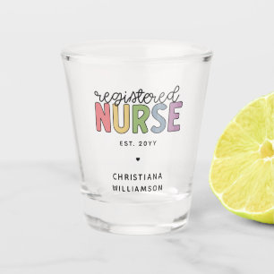 Custom Colourful Registered Nurse RN Graduation Shot Glass