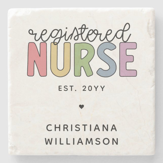 Custom Colourful Registered Nurse RN Graduation Stone Coaster (Front)