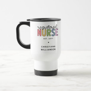 Custom Colourful Registered Nurse RN Graduation Travel Mug