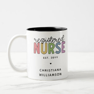 Custom Colourful Registered Nurse RN Graduation Two-Tone Coffee Mug