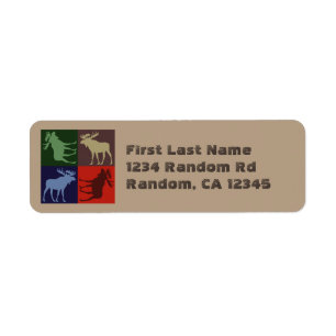 Custom colourful rustic moose square return labels