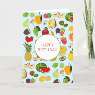 Custom Colourful Summer Fruit Pattern Holiday Card