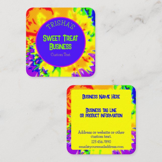 Custom Colourful Sweets Candy Business Promotion  Square Business Card (Front/Back)