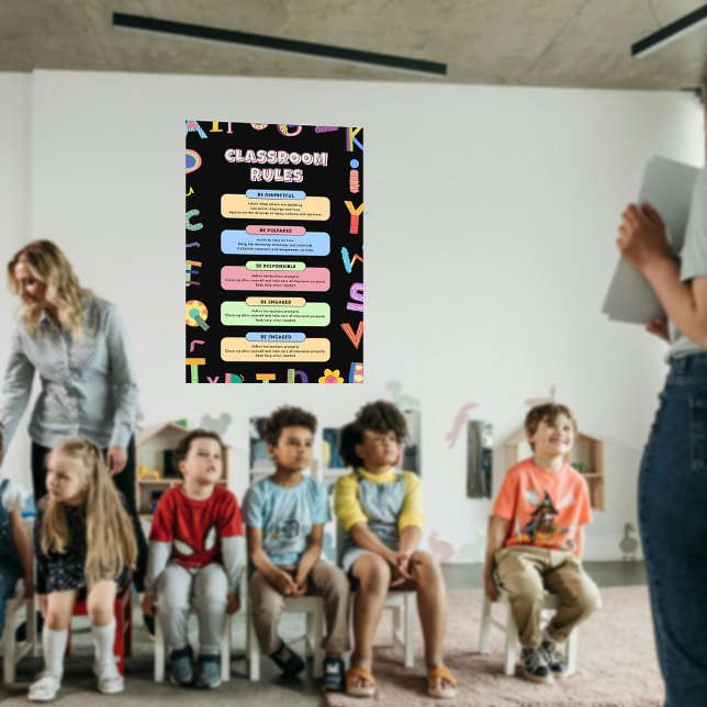 Custom Colourful Teacher's Classroom Rules  Poster (Custom Colorful Teacher's Classroom Rules Poster)