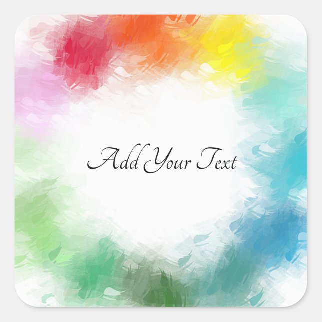 Custom Colourful Template Hand Script Modern Square Sticker (Front)