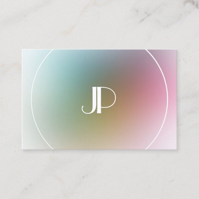 Custom Colourful Template Modern Elegant Monogram Business Card (Front)