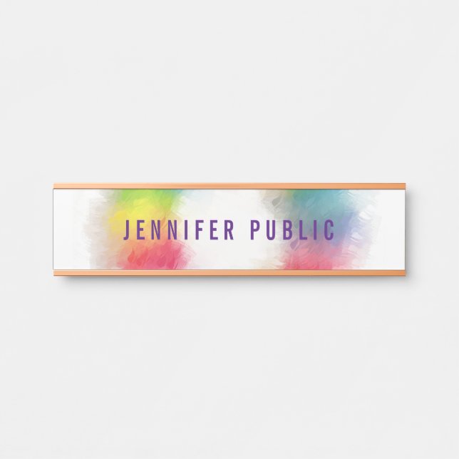 Custom Colourful Template Modern Elegant Rainbow Door Sign (Front)
