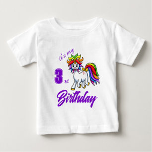 Custom Colourful Unicorn Birthday T-Shirt