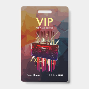 Custom Colourful VIP Event Pass With Modern ID Badge