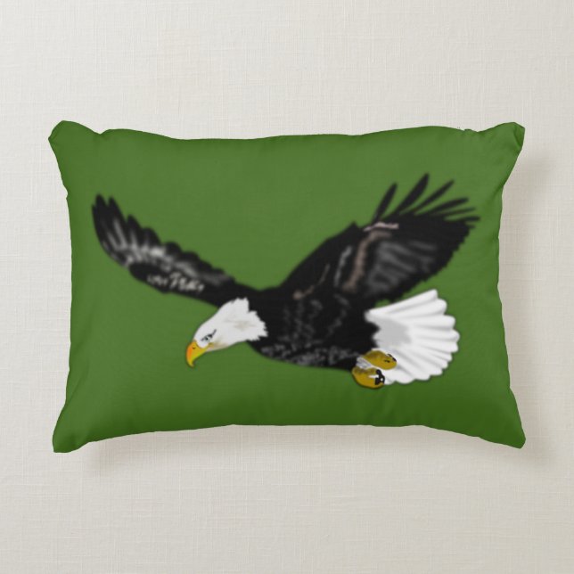 Custom Colours Accent Pillow with Flying Bald Eagl (Front)