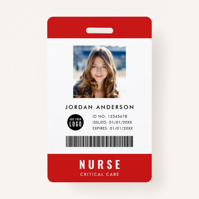 Custom Colours Add Logo Medical Employee Photo ID ID Badge (Front)