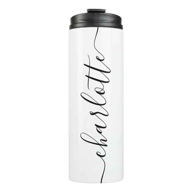 Custom Colours Add Your Name Calligraphy Script Thermal Tumbler (Front)