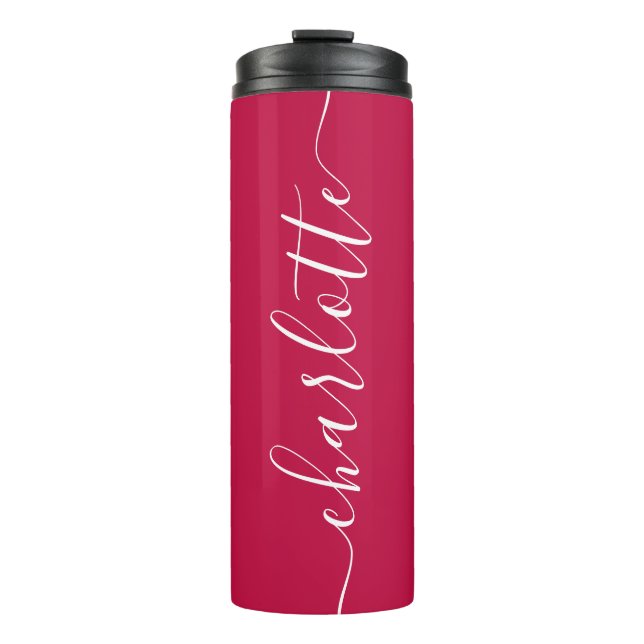 Custom Colours Add Your Name Calligraphy Script Thermal Tumbler (Front)