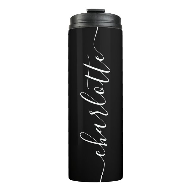 Custom Colours Add Your Name Calligraphy Script Thermal Tumbler (Front)
