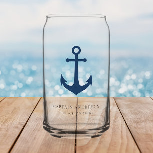 Custom Colours Anchor Personalised Captain  Can Glass