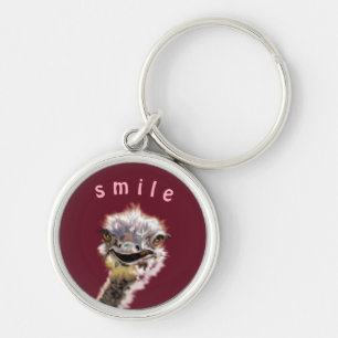 Custom Colours and Text Happy Ostrich Fun Paintin Key Ring