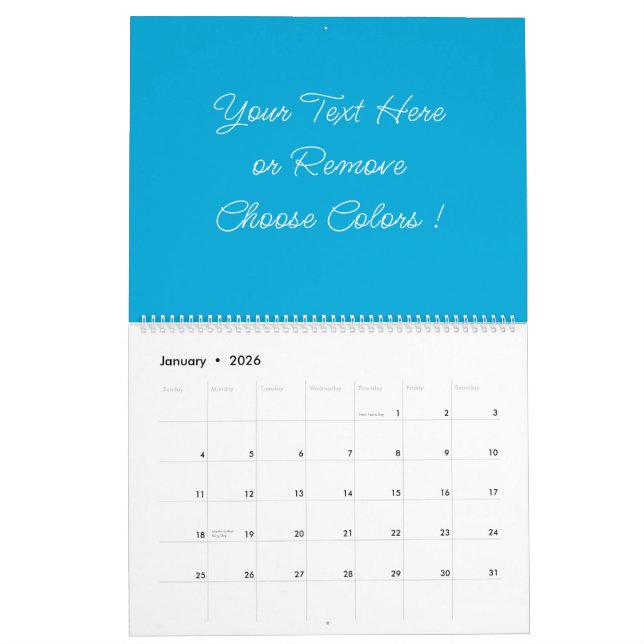 Custom Colours and Text Name Your Calendar (Jan 2026)
