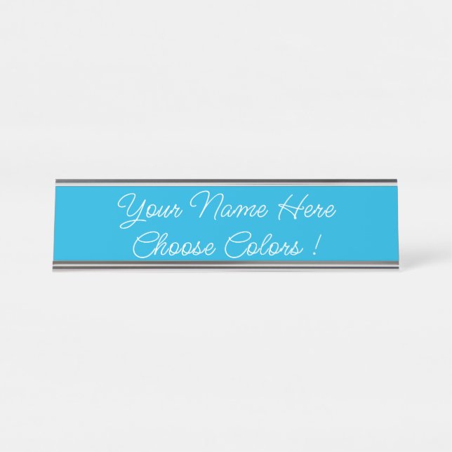 Custom Colours and Text Name Your Personalised Blu Desk Name Plate (Front)