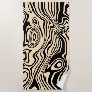 Custom Colours Beach Towel Abstract Art Black Line
