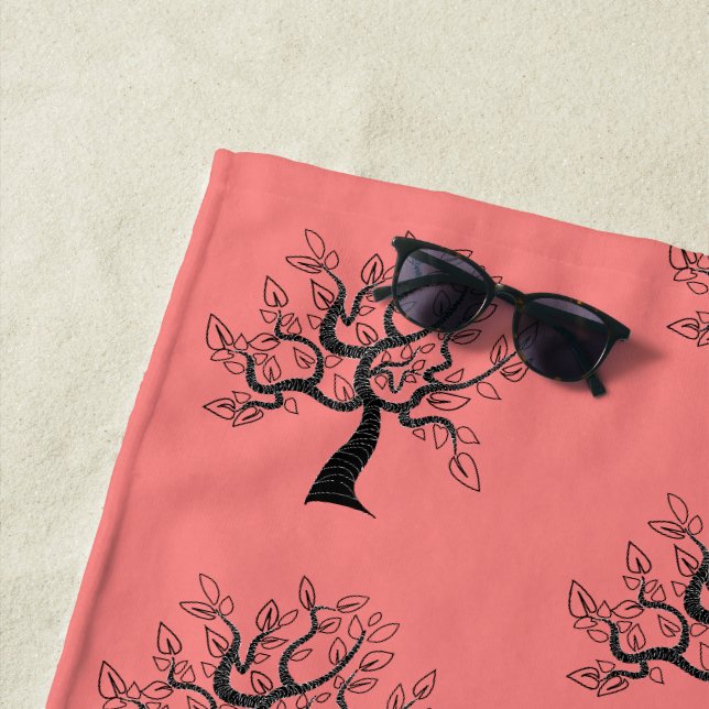 Custom Colours Beach Towel with Tree (In Situ)