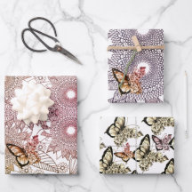 Custom Colours Butterfly Mandala  Wrapping Paper S
