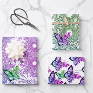 Custom Colours Butterfly Mandala  Wrapping Paper Sheet