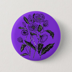 Custom Colours Button with Poppy Flowers - Purple