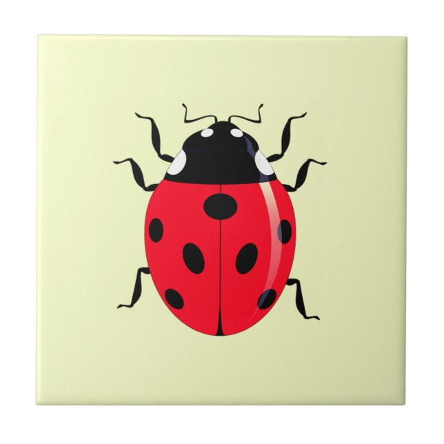 Custom Colours Ceramic Tile with Ladybug - Spring (Front)