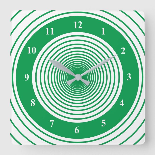 Custom Colours Circles Wall Clock - Green White (Front)