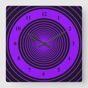 Custom Colours Circles Wall Clock - Purple Black