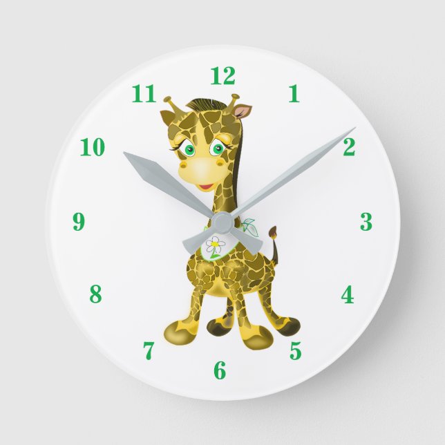 Custom Colours Clock with Baby Giraffe - Happy (Front)