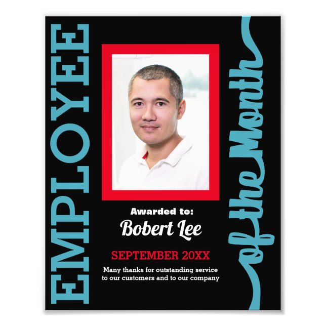 Custom colours employee of the month photo award (Front)