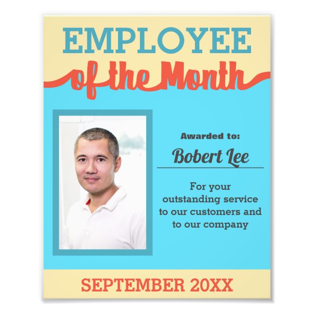 Custom colours employee of the month photo award (Front)